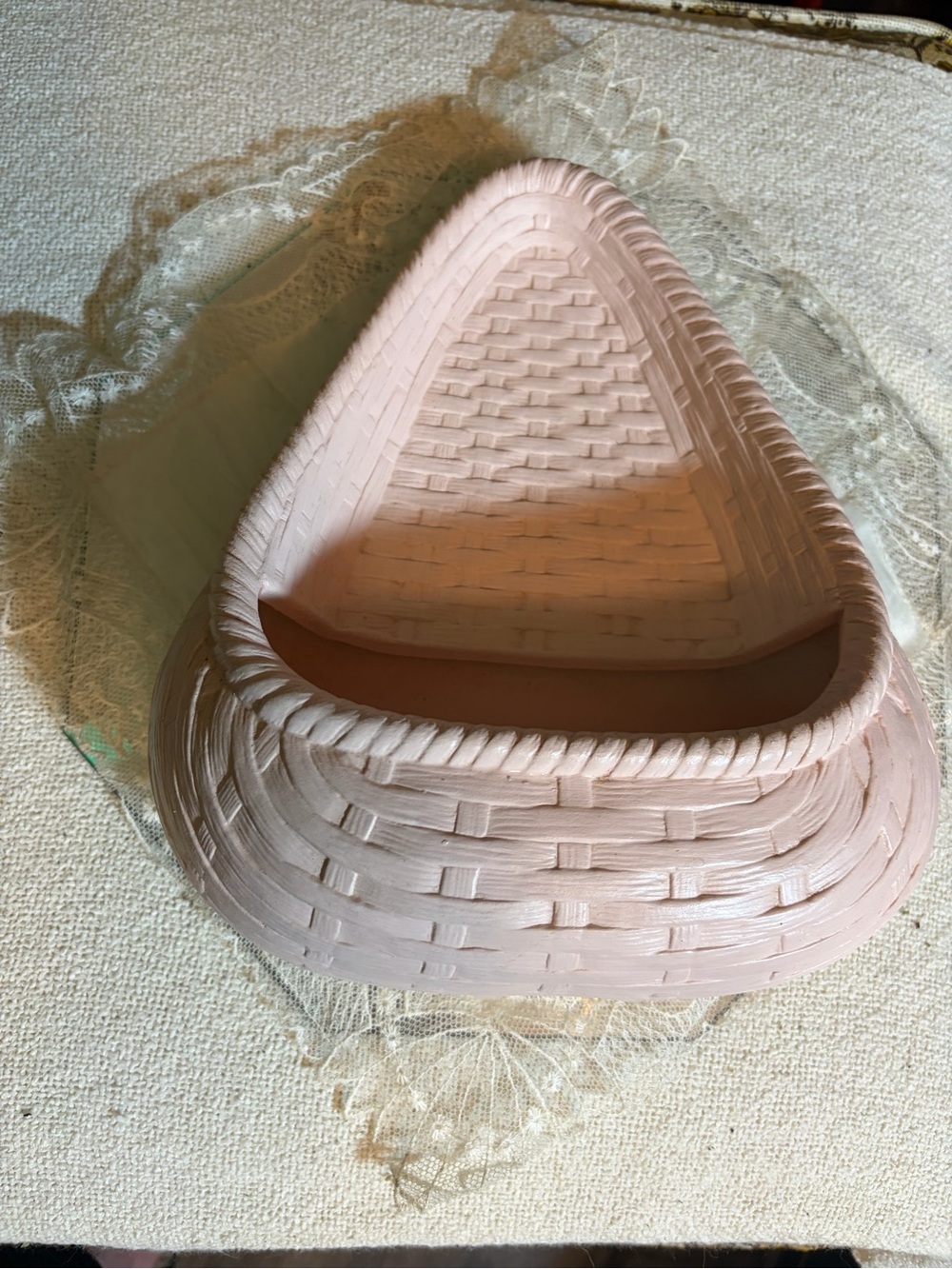 Vintage 1988 Signed Seeburger Ceramic Bicycle Seat Wall Pocket Planter Pink